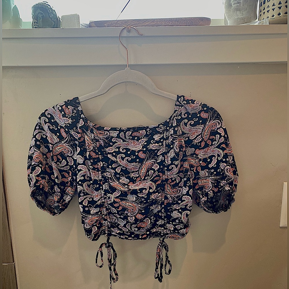 💜paisley puffy sleeve crop top 💜
